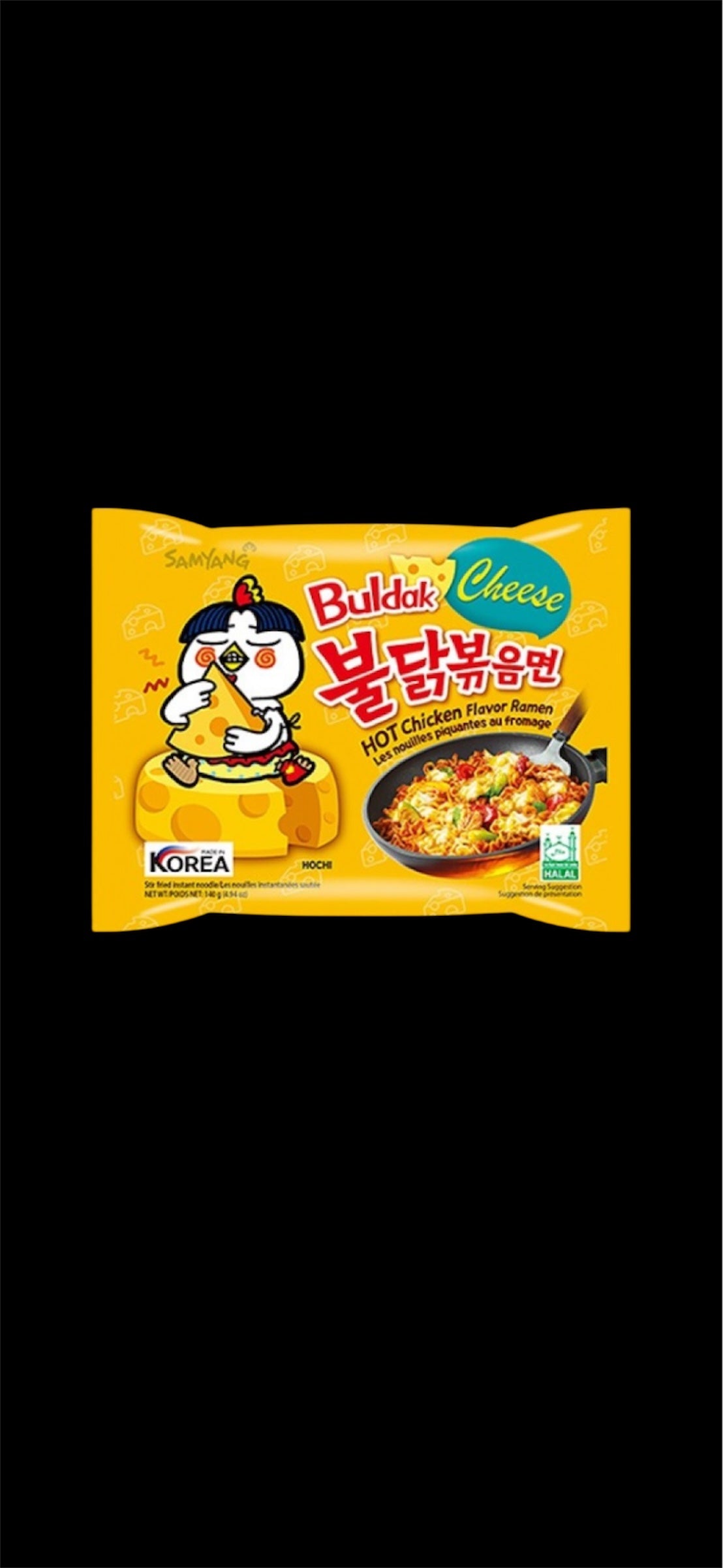 Buldak Ramen Noodles Hot
Chicken Cheese, 140g